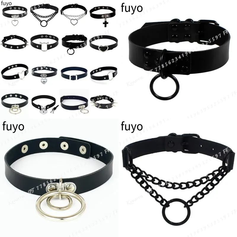 Magnetic Clasp Cosplay - Colar Choker de Couro Punk Sexy,