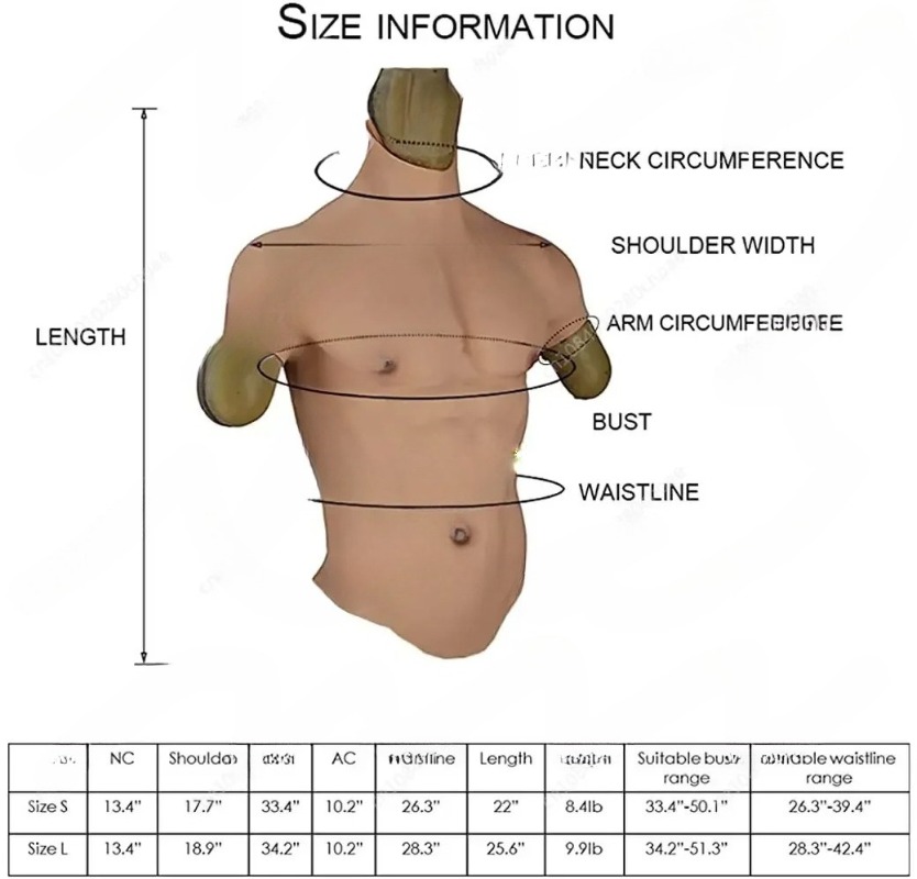 Cosplay Prop Designer - Terno masculino de silicone com músculo