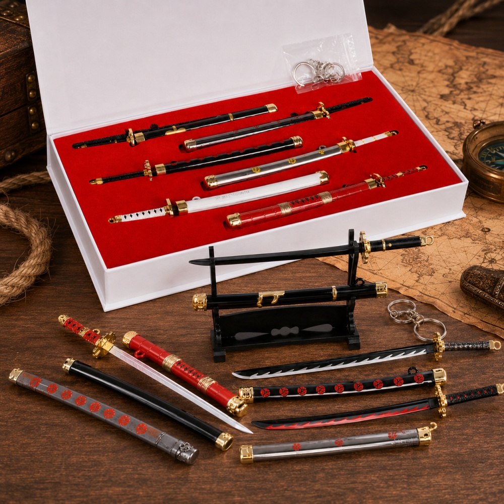 Cosplay Prop Dagger - Conjunto de Chaveiros de Espada Zoro